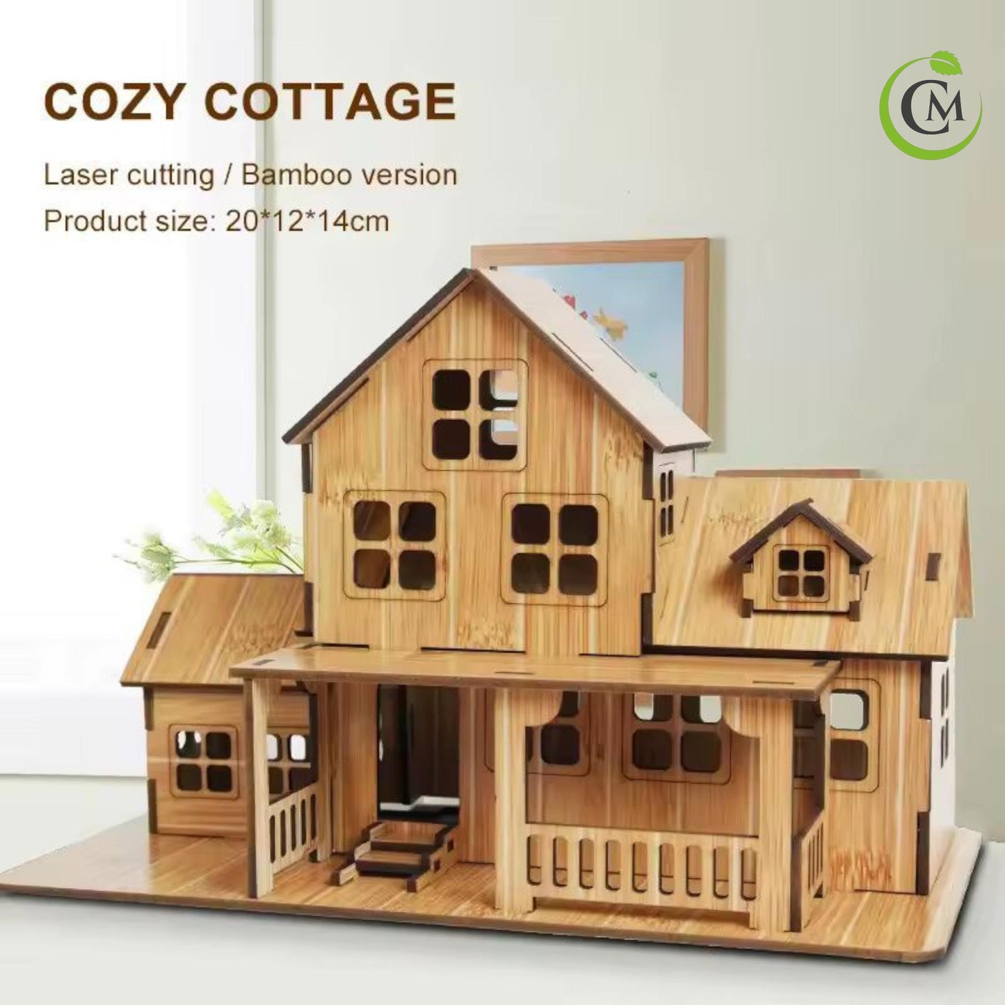 Rustic DIY Cozy Cottage Wooden House Kit Bamboo or Redwood Laser Cut Model Educational Craft Gift for Adults and Teens