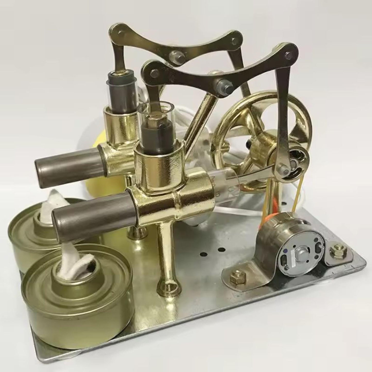 Double Cylinder Stirling Engine Model | Mini Steam Power Generator Toy, Educational Physics Kit, DIY Science Experiment Gift