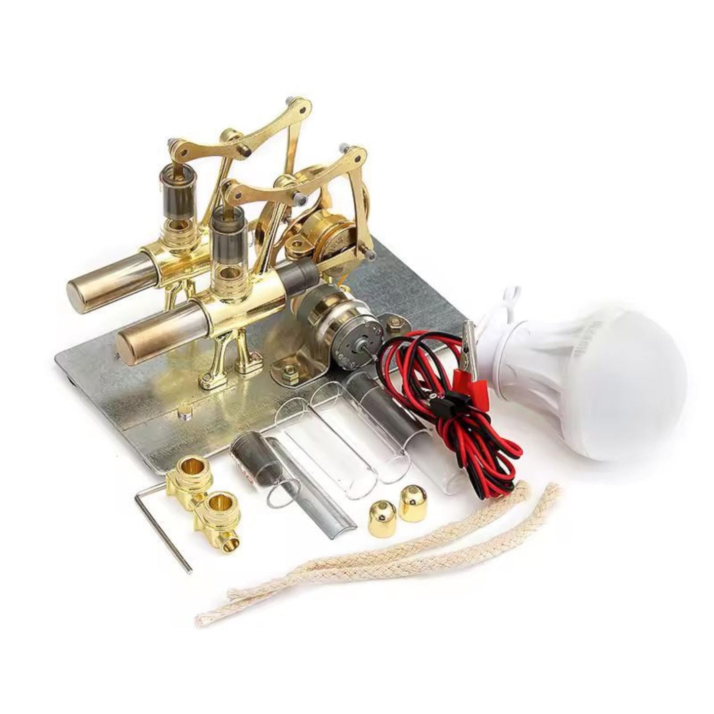Double Cylinder Stirling Engine Model | Mini Steam Power Generator Toy, Educational Physics Kit, DIY Science Experiment Gift