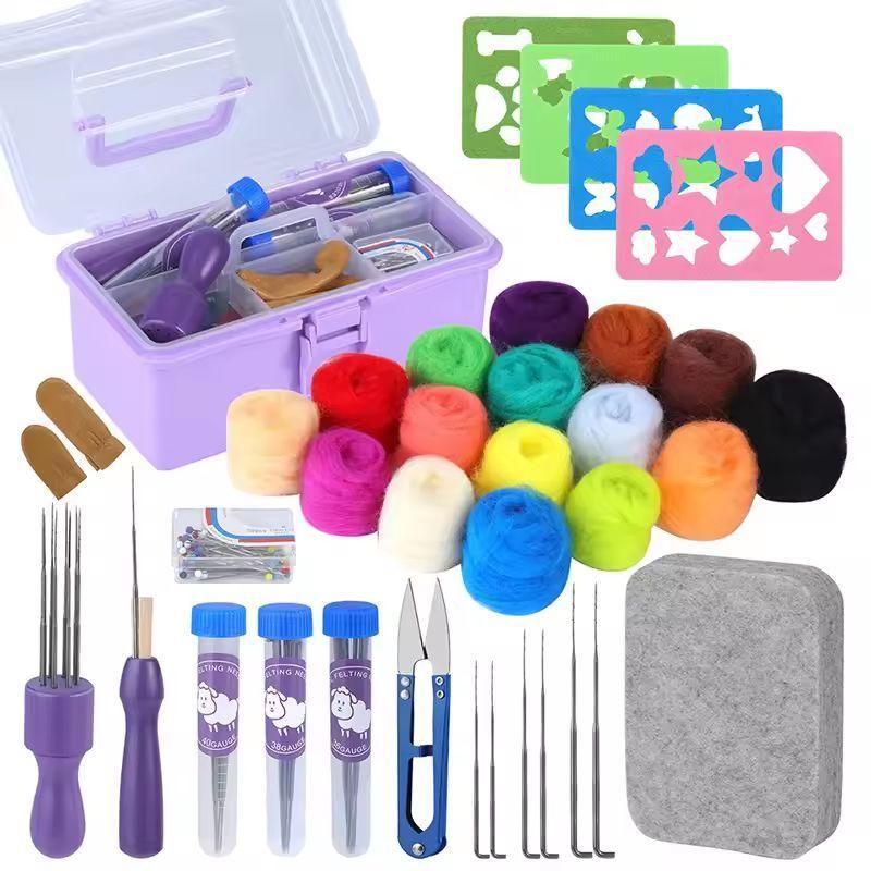 Needle Felting Kit Wool Roving Set – 114pcs Complete Felting Tools with Wool, Needles, Molds & Accessories for DIY Craft Beginners