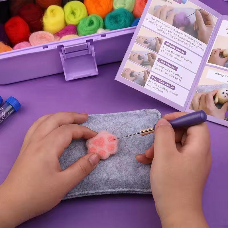 Needle Felting Kit Wool Roving Set – 114pcs Complete Felting Tools with Wool, Needles, Molds & Accessories for DIY Craft Beginners