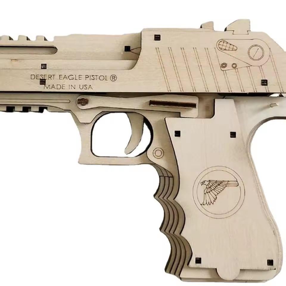 DIY Wooden Puzzle Rubber Band Launcher | Desert Eagle Style Model Kit for Teens & Adults | STEM Educational Gift Christmas Toy