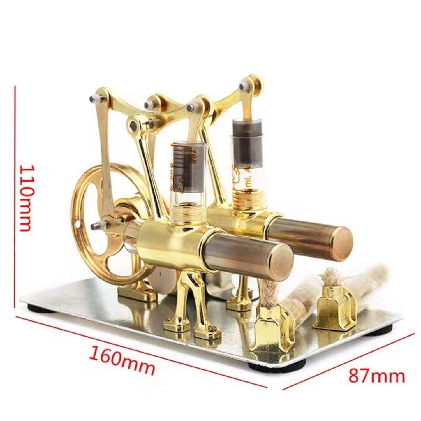 Double Cylinder Stirling Engine Model | Mini Steam Power Generator Toy, Educational Physics Kit, DIY Science Experiment Gift