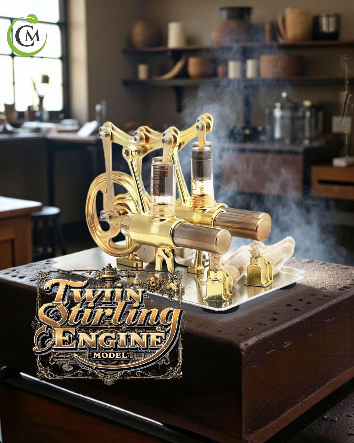 Double Cylinder Stirling Engine Model | Mini Steam Power Generator Toy, Educational Physics Kit, DIY Science Experiment Gift