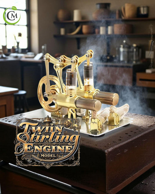 Double Cylinder Stirling Engine Model | Mini Steam Power Generator Toy, Educational Physics Kit, DIY Science Experiment Gift
