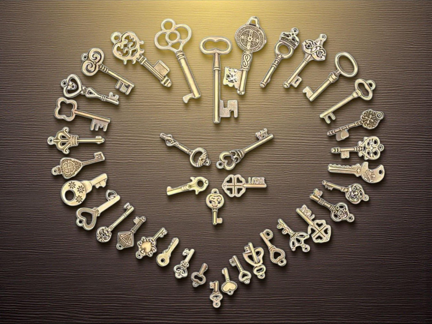 Antique Bronze Skeleton Keys Charms | Vintage Style Key Pendants | Wedding Favour, Santa Key, Scrapbooking, Jewellery Making