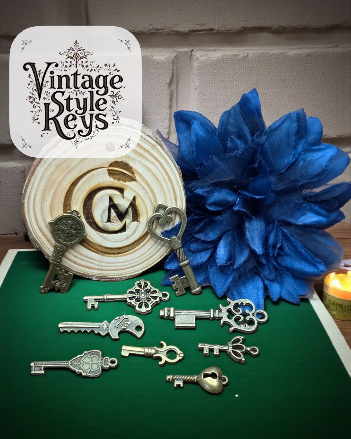Antique Bronze Skeleton Keys Charms | Vintage Style Key Pendants | Wedding Favour, Santa Key, Scrapbooking, Jewellery Making