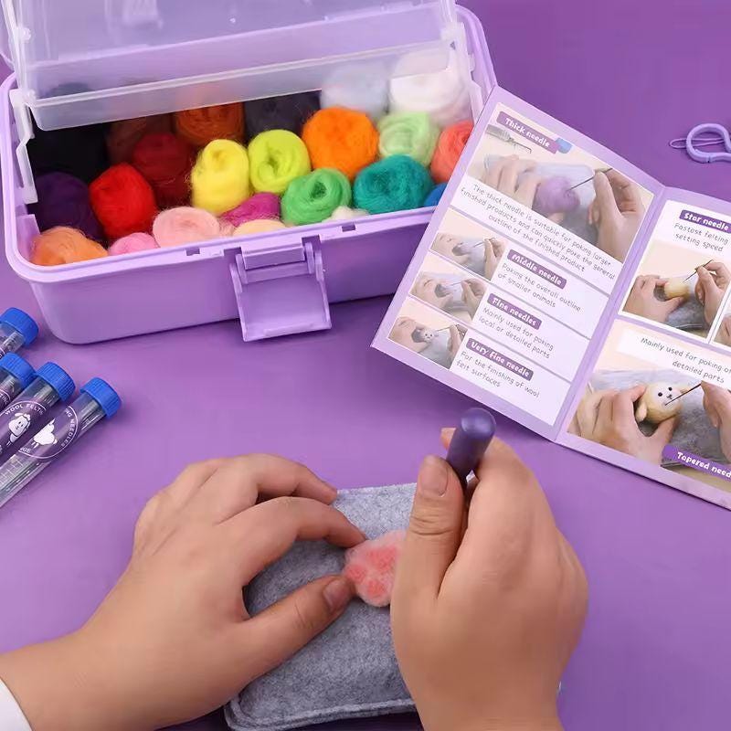Needle Felting Kit Wool Roving Set – 114pcs Complete Felting Tools with Wool, Needles, Molds & Accessories for DIY Craft Beginners