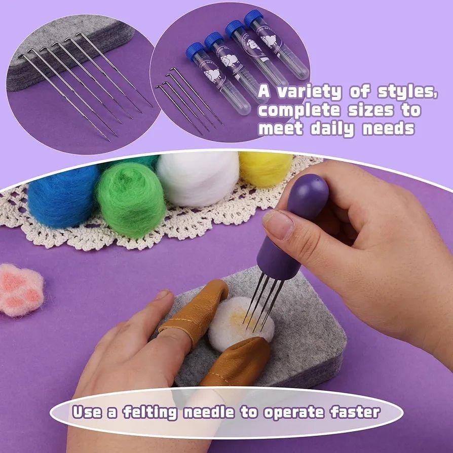 Needle Felting Kit Wool Roving Set – 114pcs Complete Felting Tools with Wool, Needles, Molds & Accessories for DIY Craft Beginners