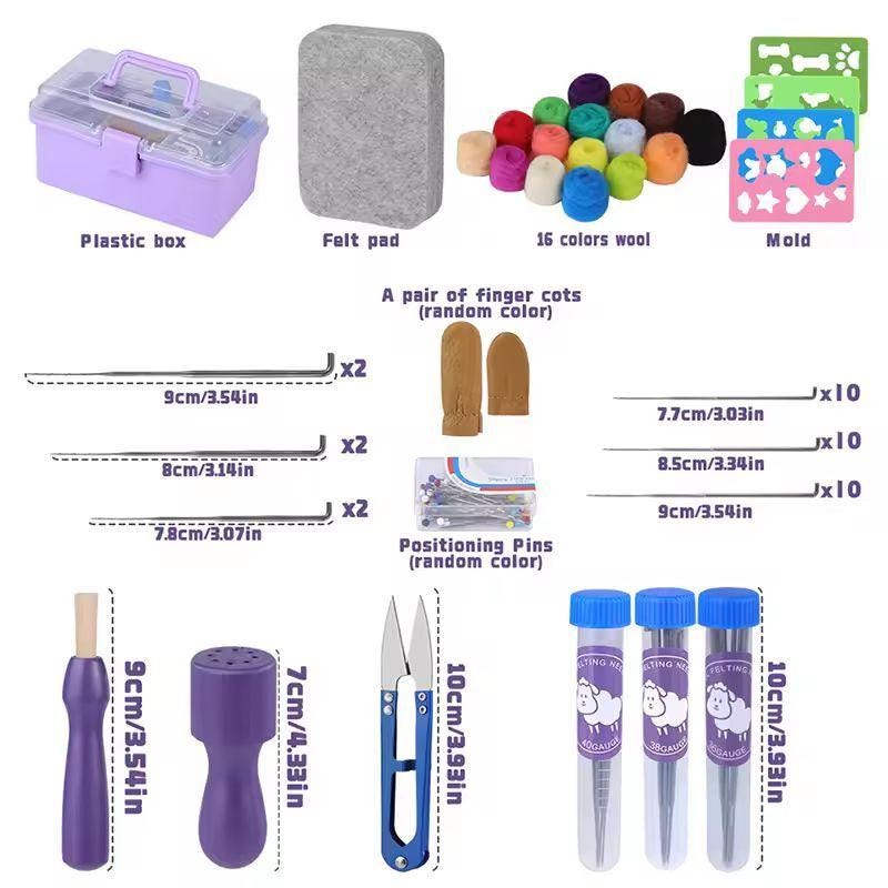 Needle Felting Kit Wool Roving Set – 114pcs Complete Felting Tools with Wool, Needles, Molds & Accessories for DIY Craft Beginners