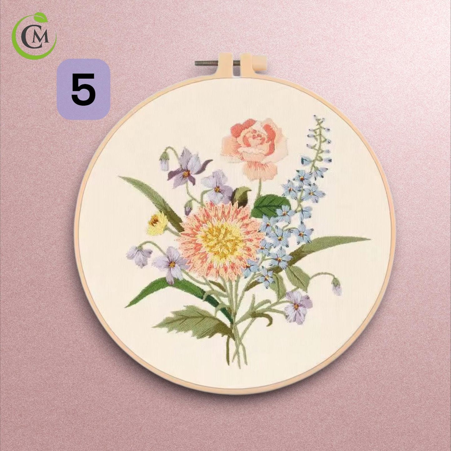 Embroidery Kit for Beginners - DIY Floral Cross Stitch Kit with Hoop, Printed Fabric and Threads - Hand Embroidery Starter Set