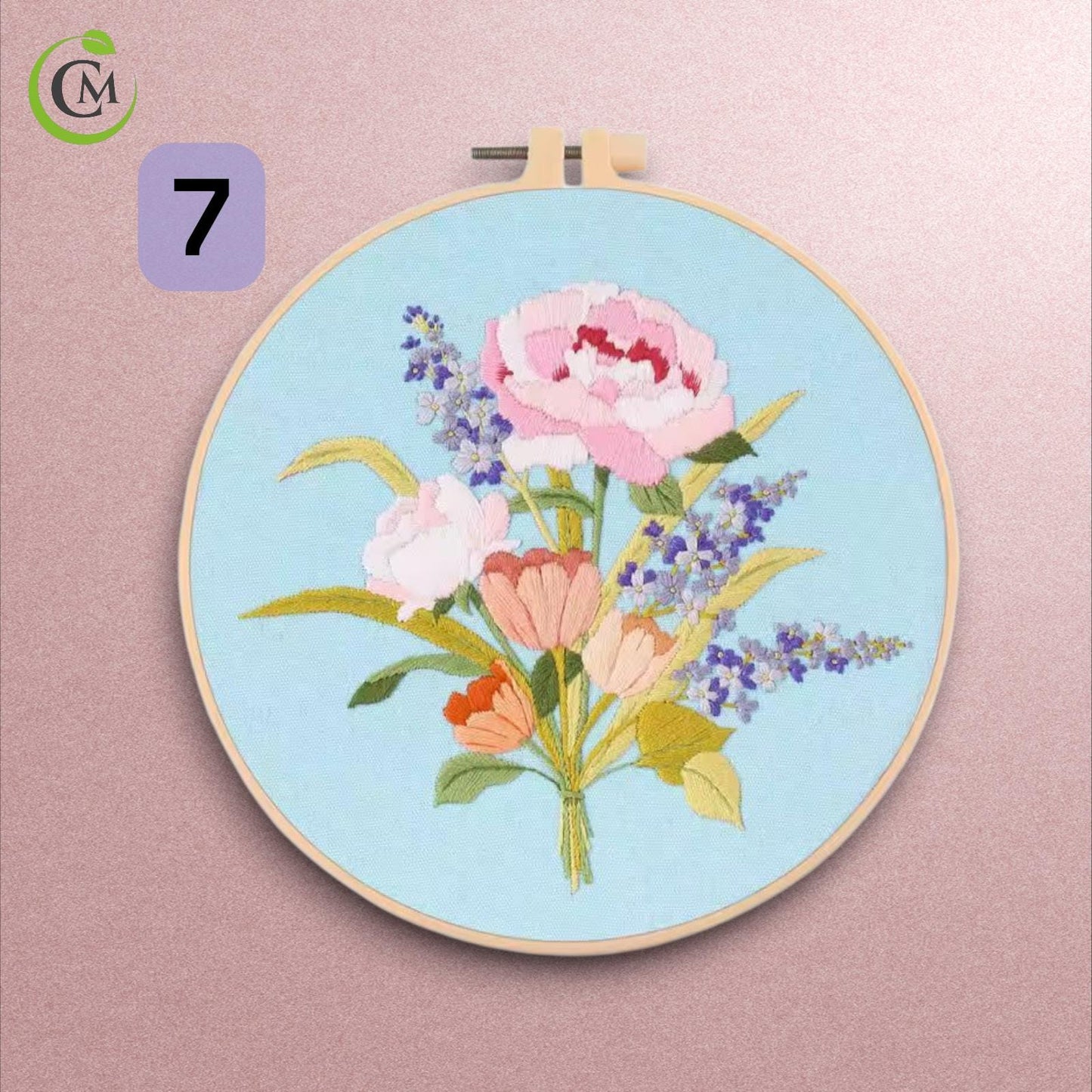 Embroidery Kit for Beginners - DIY Floral Cross Stitch Kit with Hoop, Printed Fabric and Threads - Hand Embroidery Starter Set