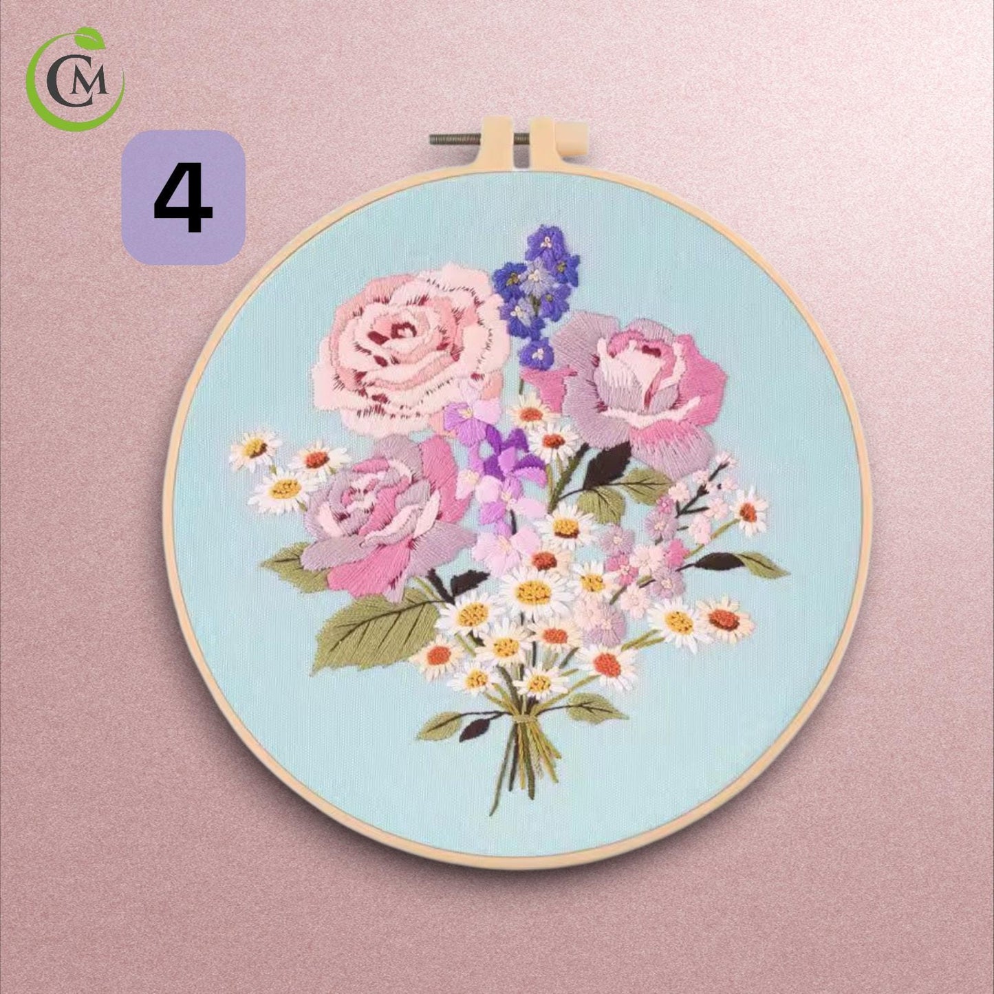 Embroidery Kit for Beginners - DIY Floral Cross Stitch Kit with Hoop, Printed Fabric and Threads - Hand Embroidery Starter Set