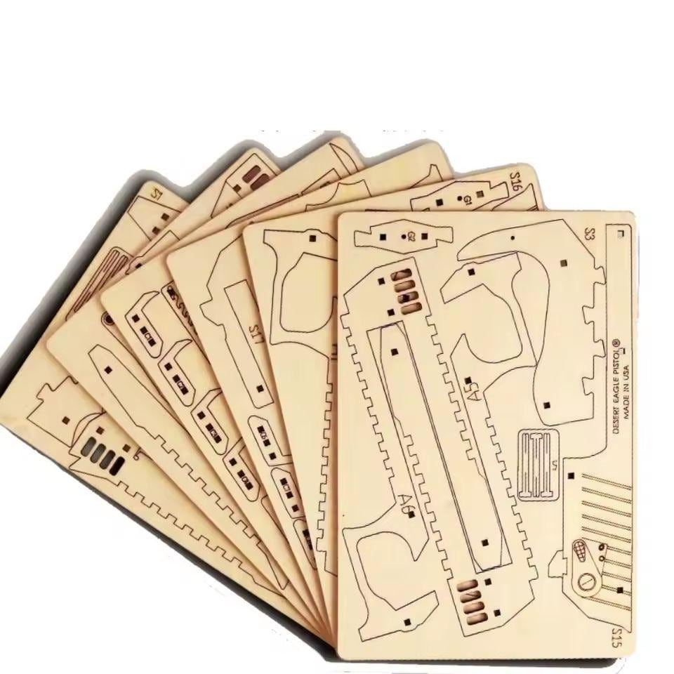 DIY Wooden Puzzle Rubber Band Launcher | Desert Eagle Style Model Kit for Teens & Adults | STEM Educational Gift Christmas Toy