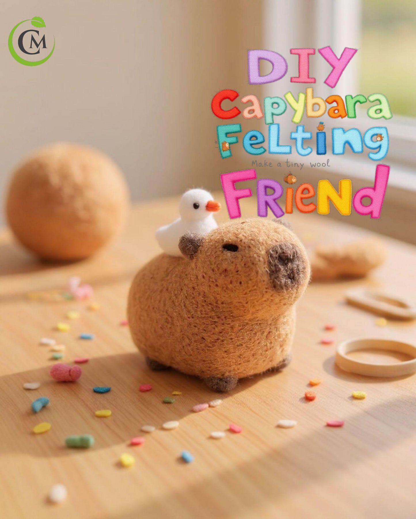 Capybara Needle Felting Kit - DIY Wool Felt Animal Craft Kit with Tools & Tutorial | Cute Handmade Gift | Beginner Needle Felt Kit