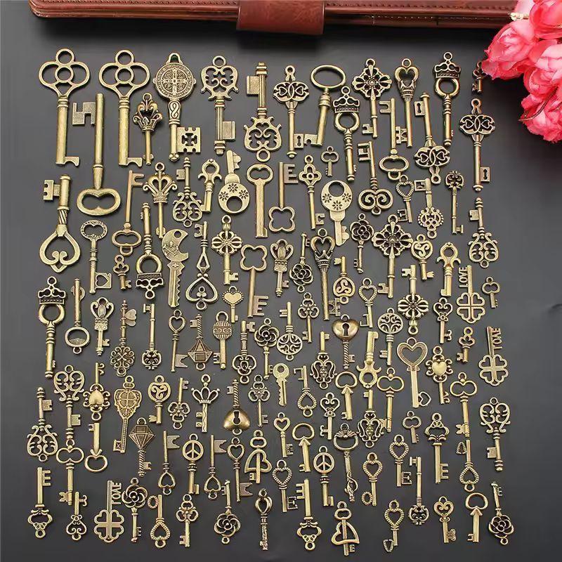 Antique Bronze Skeleton Keys Charms | Vintage Style Key Pendants | Wedding Favour, Santa Key, Scrapbooking, Jewellery Making