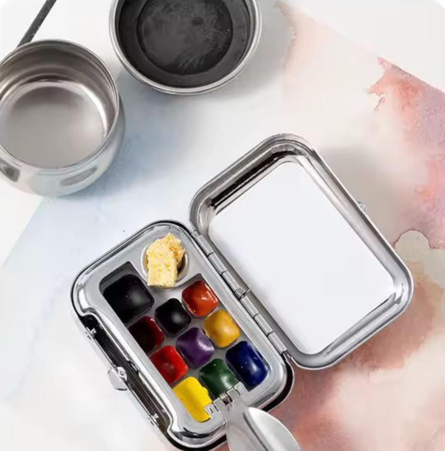 Travel Watercolour Paint Set | Mini Portable Palette with 10 Grids | Watercolour Painting Kit for Artists & Beginners | Gift for Art Lovers