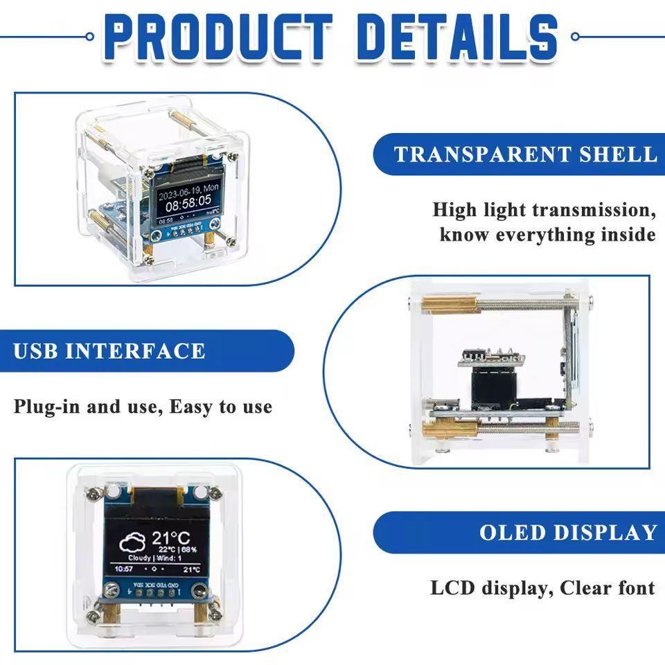 DIY Digital Weather Clock Kit | ESP8266 Mini WiFi Clock | Soldering Practice Kit | Fun STEM Educational Gift for Adults & Kids