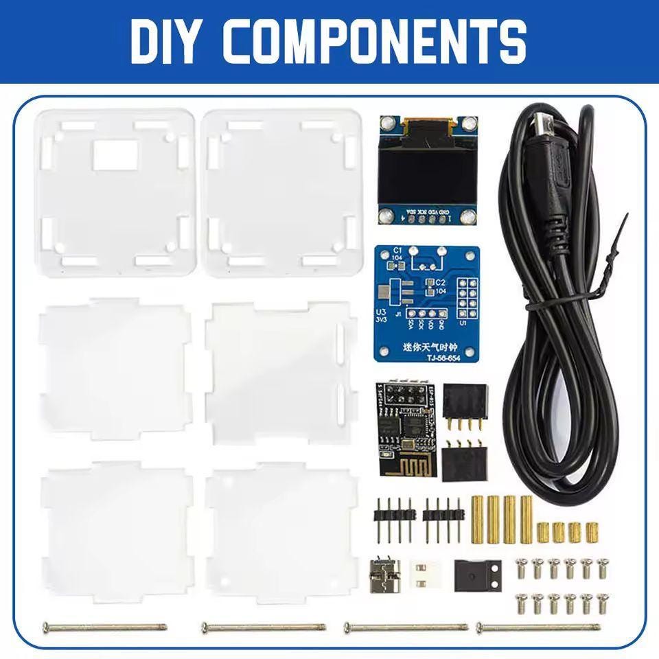 DIY Digital Weather Clock Kit | ESP8266 Mini WiFi Clock | Soldering Practice Kit | Fun STEM Educational Gift for Adults & Kids