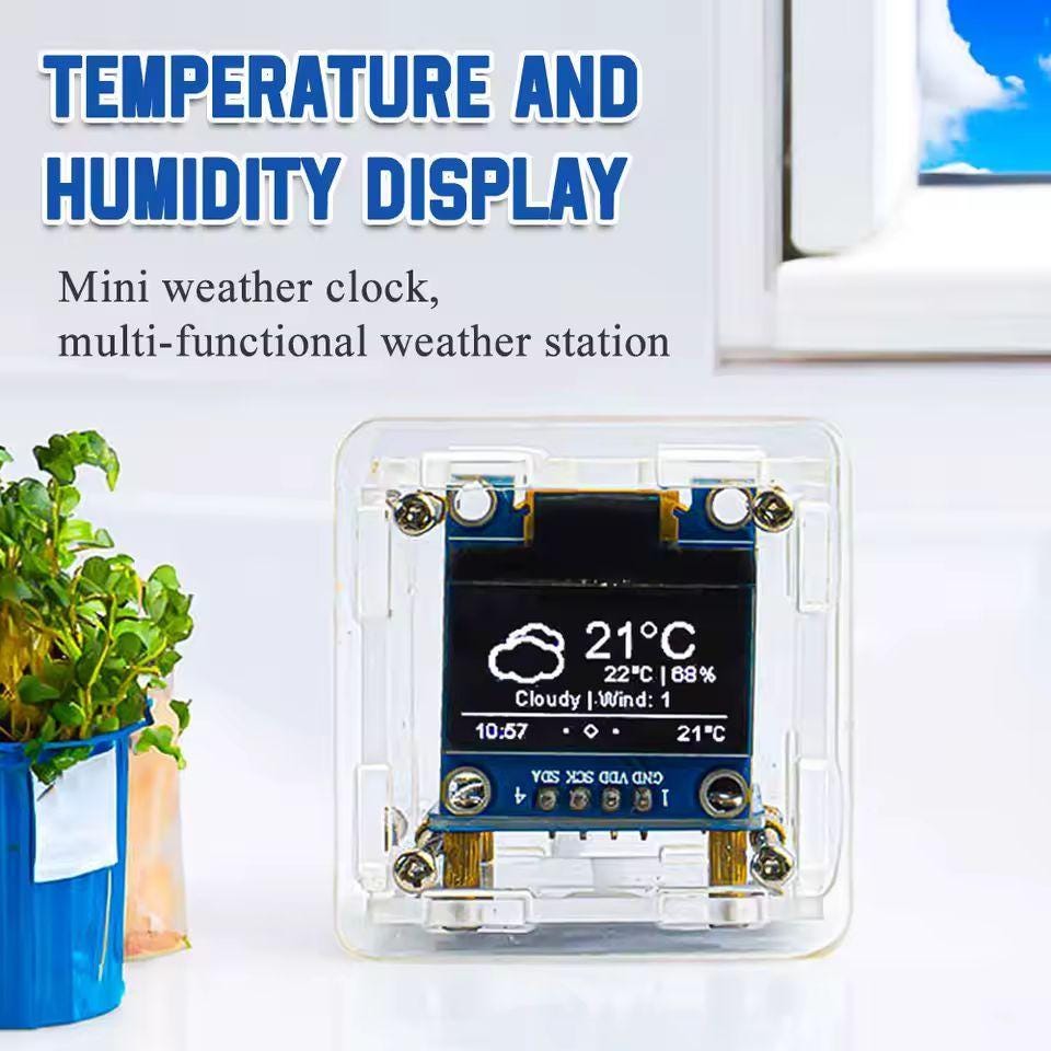 DIY Digital Weather Clock Kit | ESP8266 Mini WiFi Clock | Soldering Practice Kit | Fun STEM Educational Gift for Adults & Kids