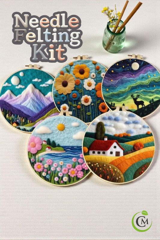 Wool Felting Painting Kit – DIY Needle Felting Craft Set- Nature Landscape waterfalls gift