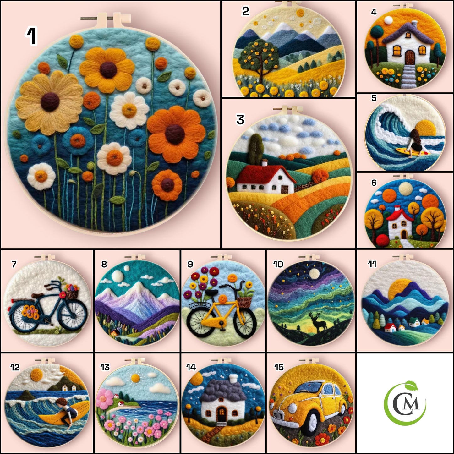 Wool Felting Painting Kit – DIY Needle Felting Craft Set- Nature Landscape waterfalls gift