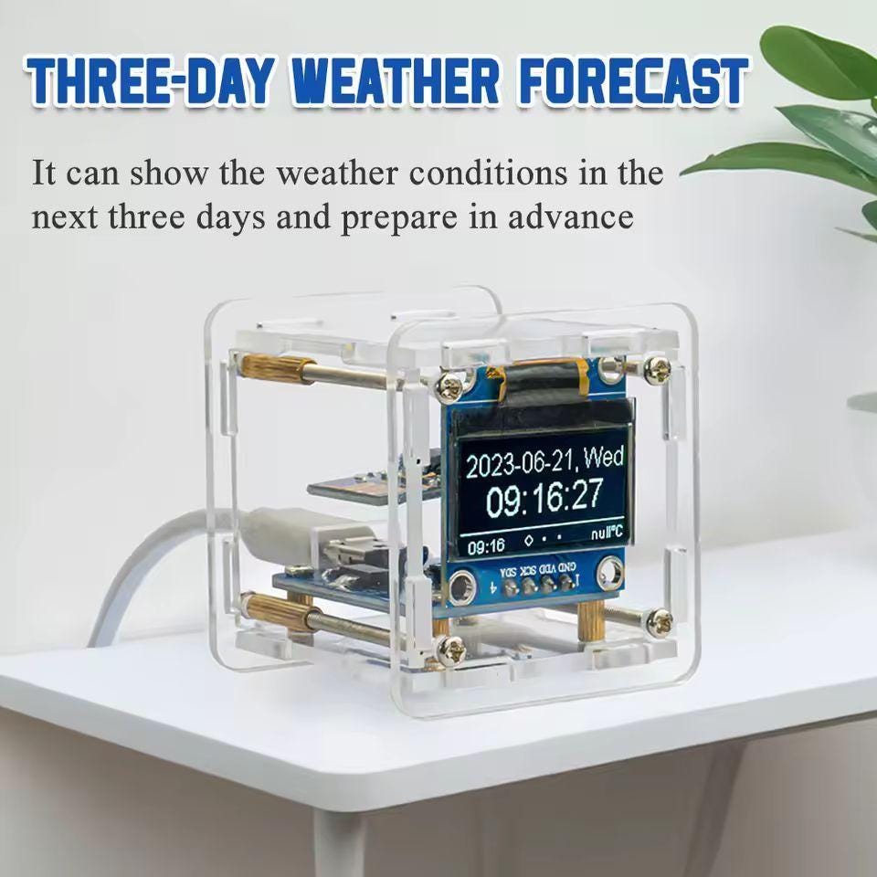 DIY Digital Weather Clock Kit | ESP8266 Mini WiFi Clock | Soldering Practice Kit | Fun STEM Educational Gift for Adults & Kids