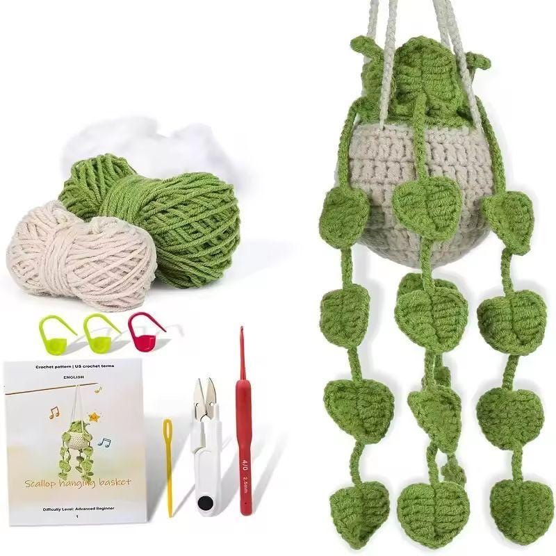 Potted Plant Crochet Kit for Beginners | DIY Plush Plants Starter Set | Easy Crochet Craft Gift | Cute Home Decor Kit