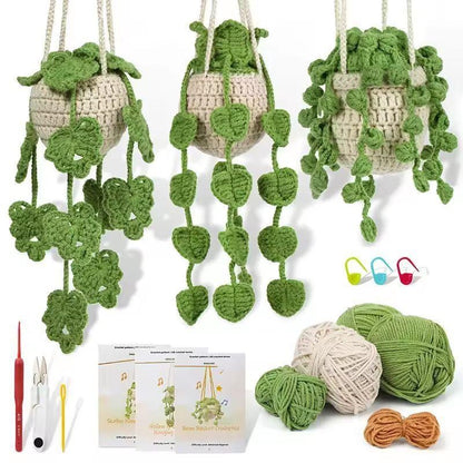 Potted Plant Crochet Kit for Beginners - DIY Plush Plants Starter - 5.All Three Plants