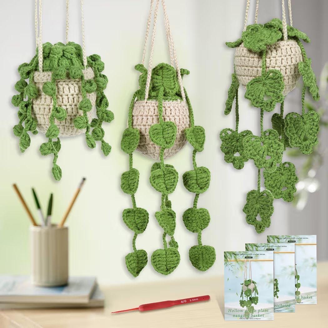 Potted Plant Crochet Kit for Beginners | DIY Plush Plants Starter Set | Easy Crochet Craft Gift | Cute Home Decor Kit