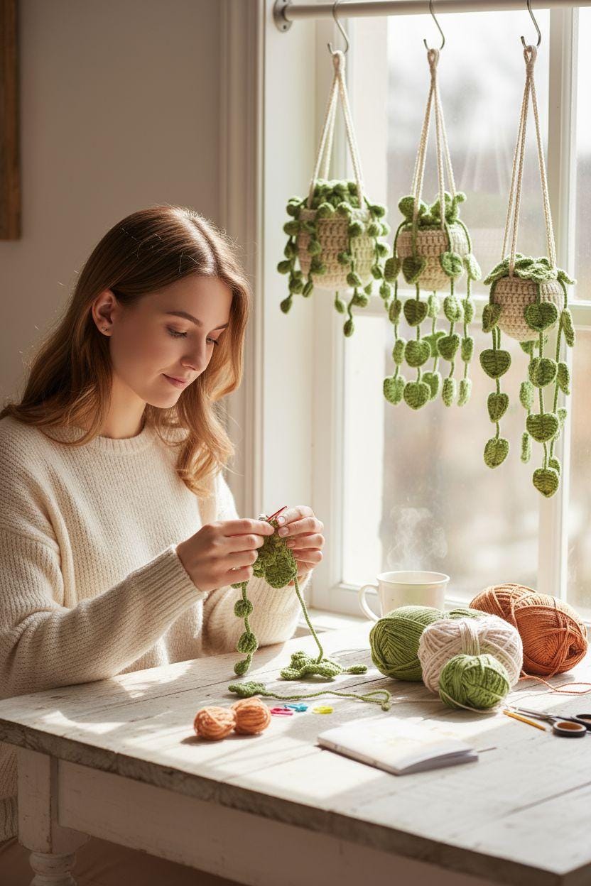 Potted Plant Crochet Kit for Beginners | DIY Plush Plants Starter Set | Easy Crochet Craft Gift | Cute Home Decor Kit