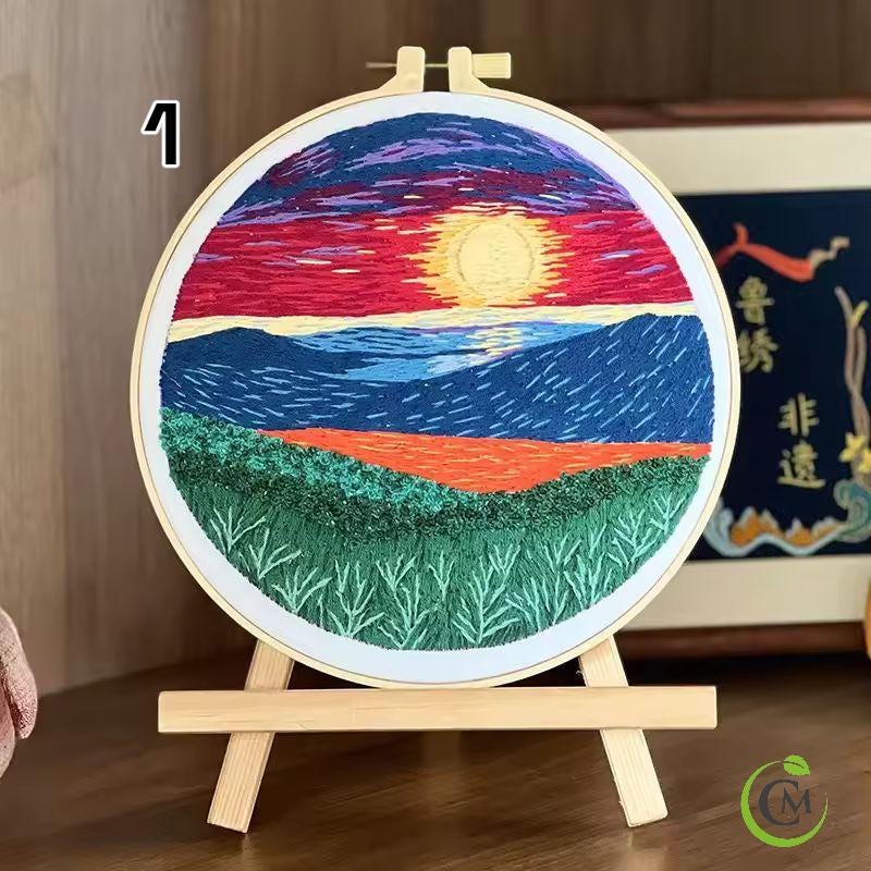 Landscape Embroidery Kit | DIY Needlework Craft Gift | Beginner Embroidery Set for Adults | Christmas Embroidery Kit Art Decor