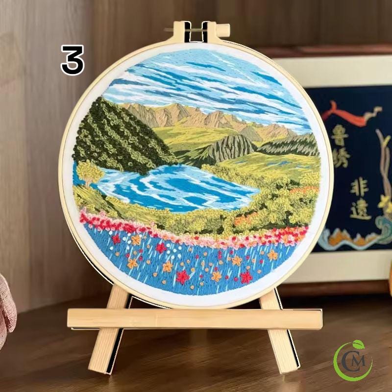 Landscape Embroidery Kit | DIY Needlework Craft Gift | Beginner Embroidery Set for Adults | Christmas Embroidery Kit Art Decor