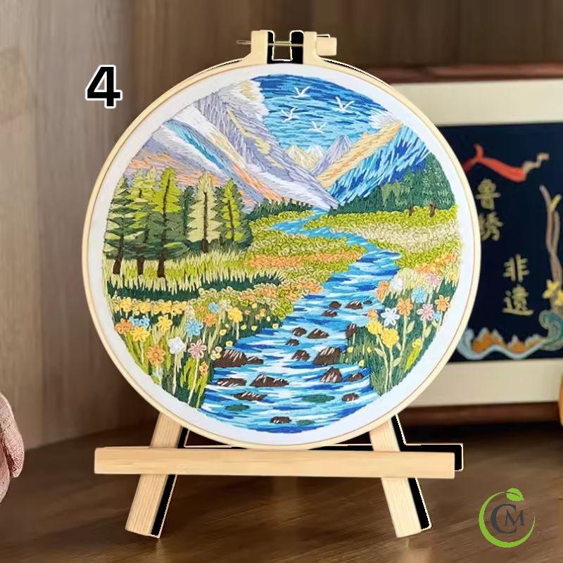 Landscape Embroidery Kit | DIY Needlework Craft Gift | Beginner Embroidery Set for Adults | Christmas Embroidery Kit Art Decor