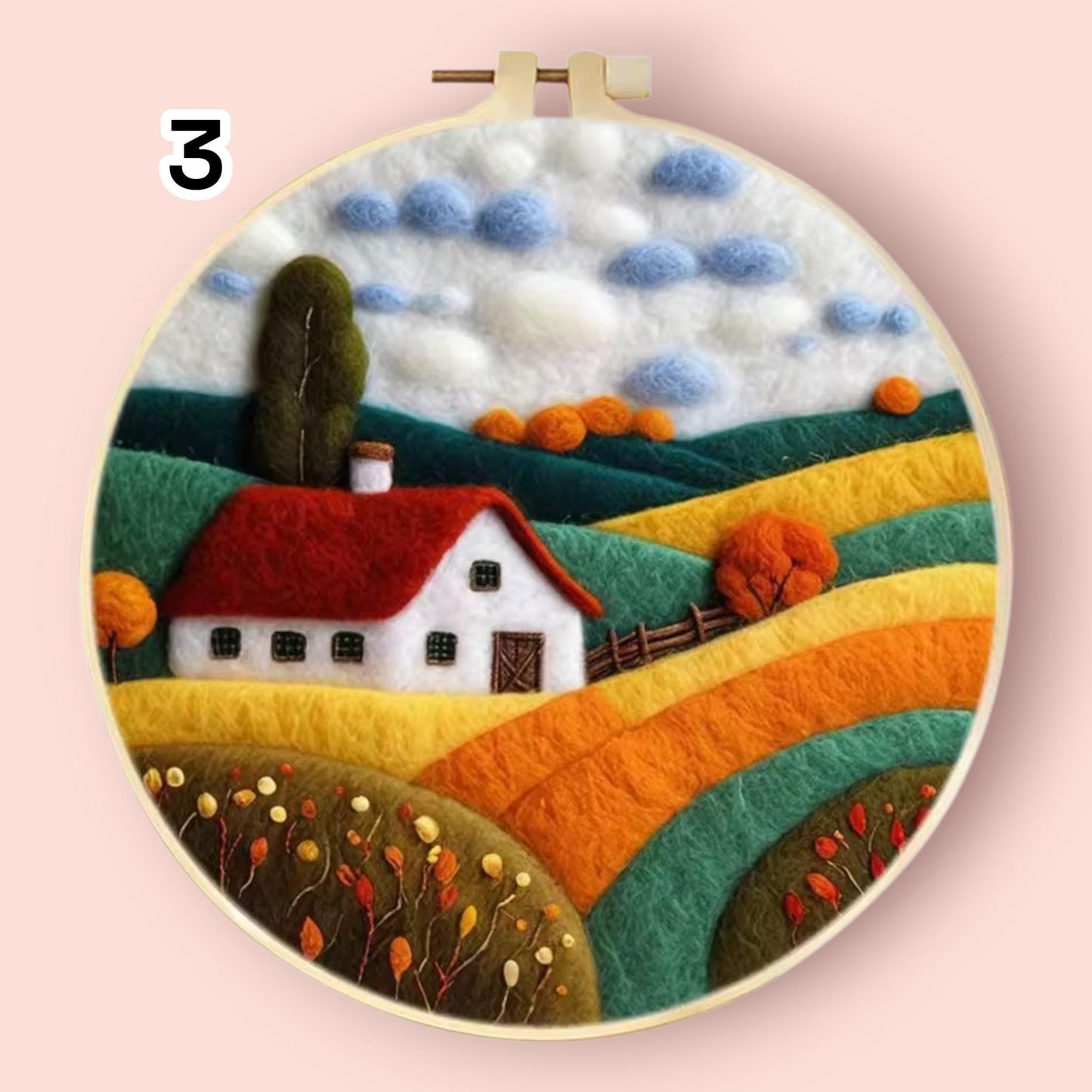 Wool Felting Painting Kit – DIY Needle Felting Craft Set- Nature Landscape waterfalls gift