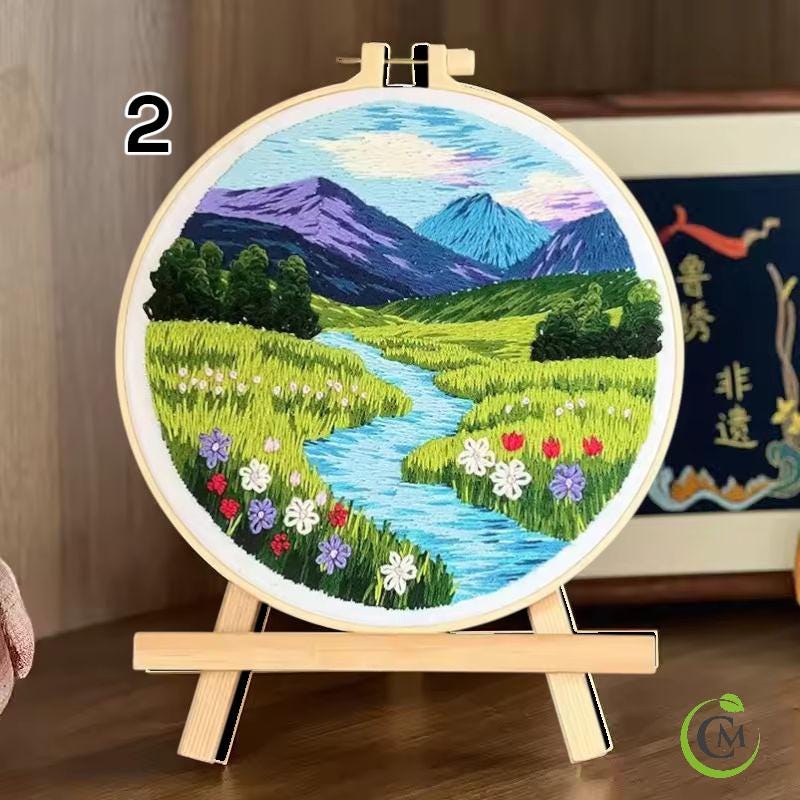 Landscape Embroidery Kit | DIY Needlework Craft Gift | Beginner Embroidery Set for Adults | Christmas Embroidery Kit Art Decor