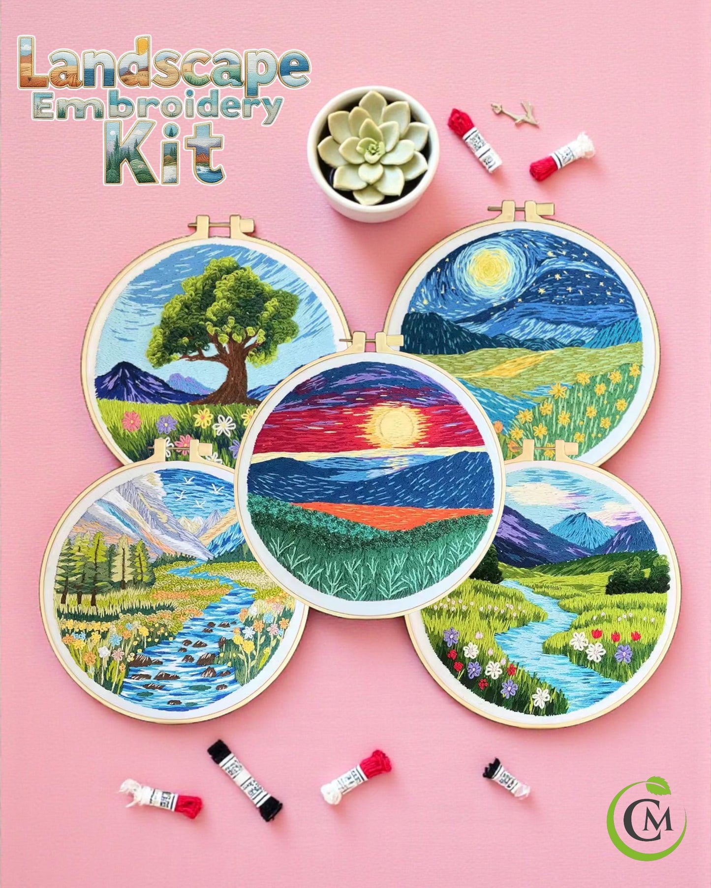 Landscape Embroidery Kit | DIY Needlework Craft Gift | Beginner Embroidery Set for Adults | Christmas Embroidery Kit Art Decor