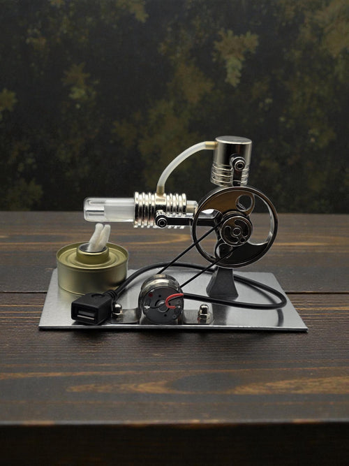 Stirling Engine Generator Model with USB Port and Flexible LED Light