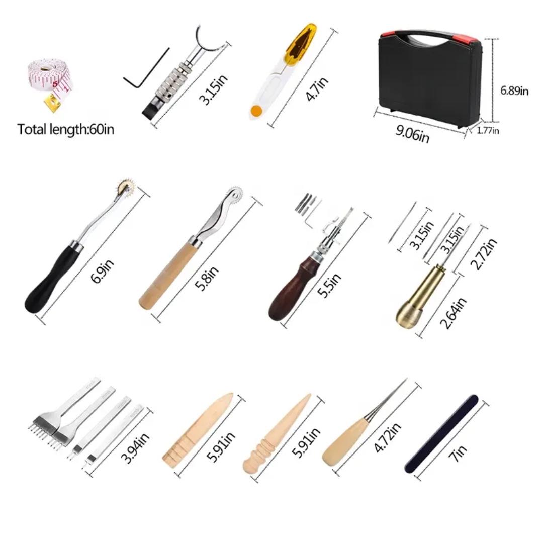 Professional Leather Working Kit with 20 Stamping Tools and Storage Box