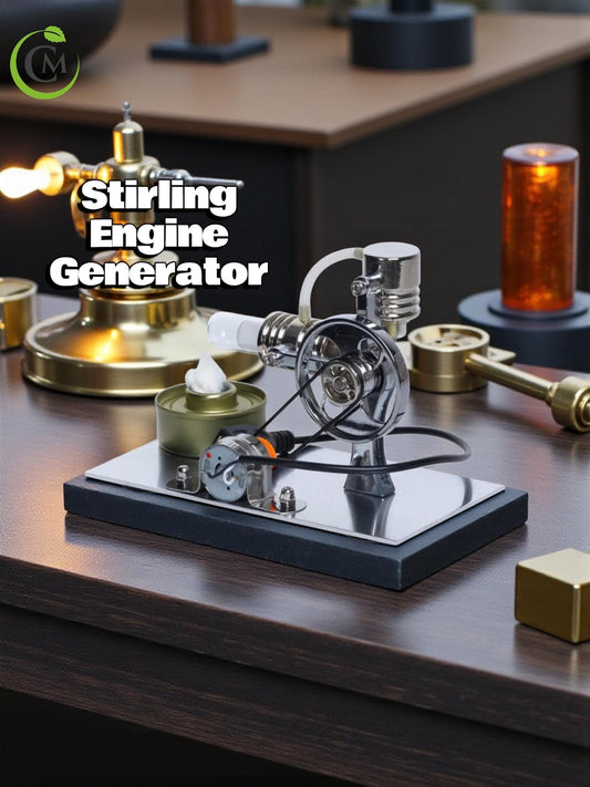 Stirling Engine Generator Model with USB Port and Flexible LED Light
