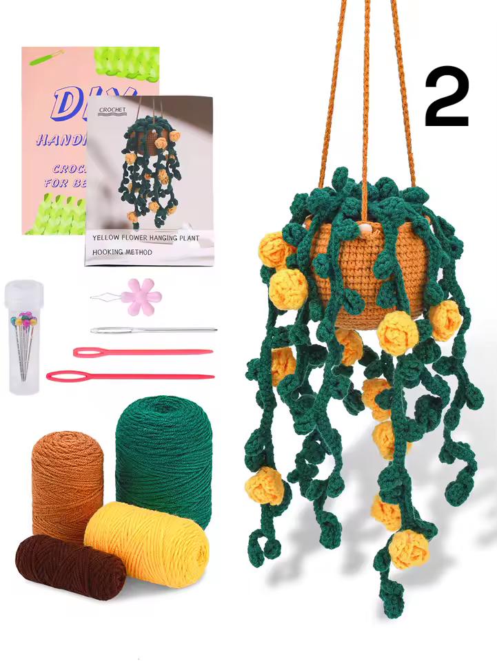 Crochet Hanging Plant Kit for Beginners | DIY Hanging Vine Plant Kit, Crochet Flower Plant, Handmade Home Decor Gift