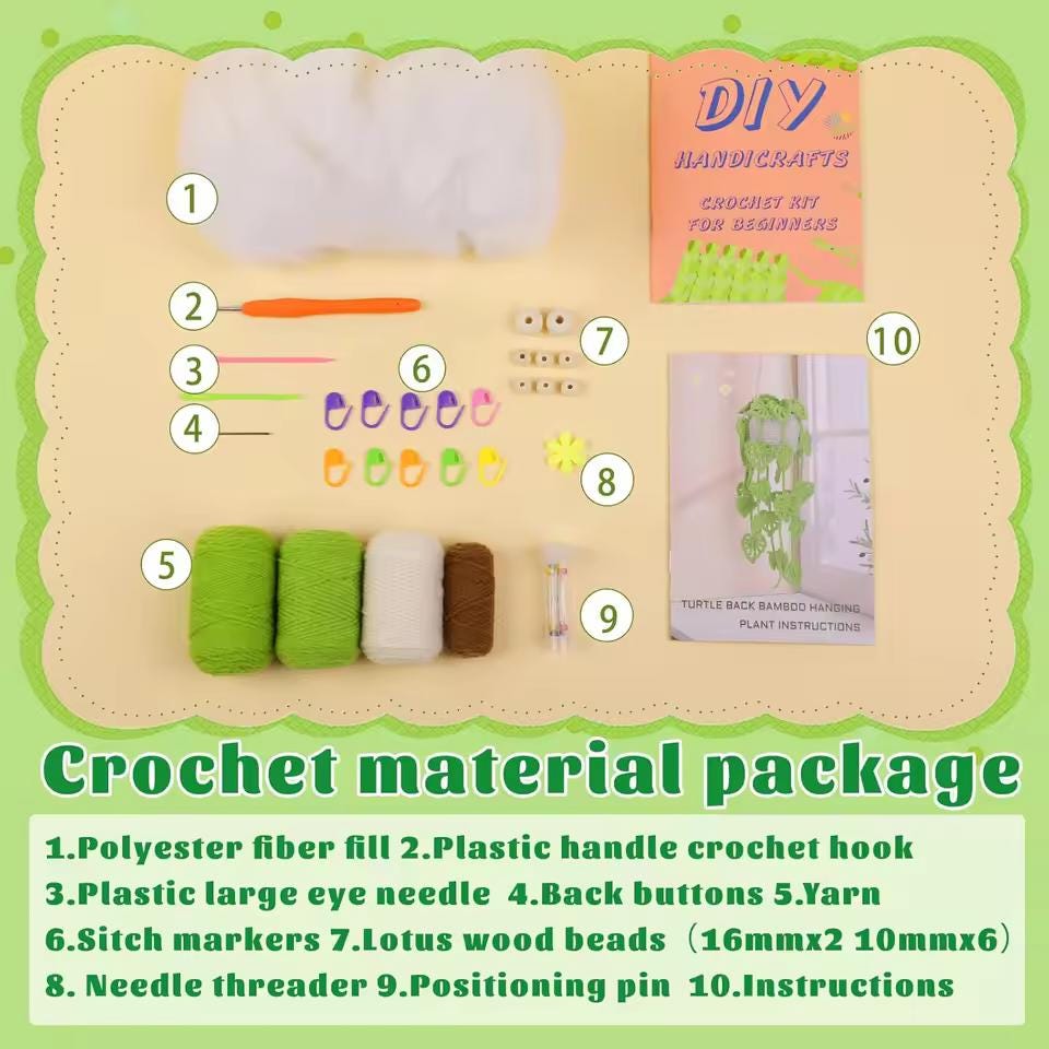 Crochet Hanging Plant Kit for Beginners | DIY Hanging Vine Plant Kit, Crochet Flower Plant, Handmade Home Decor Gift