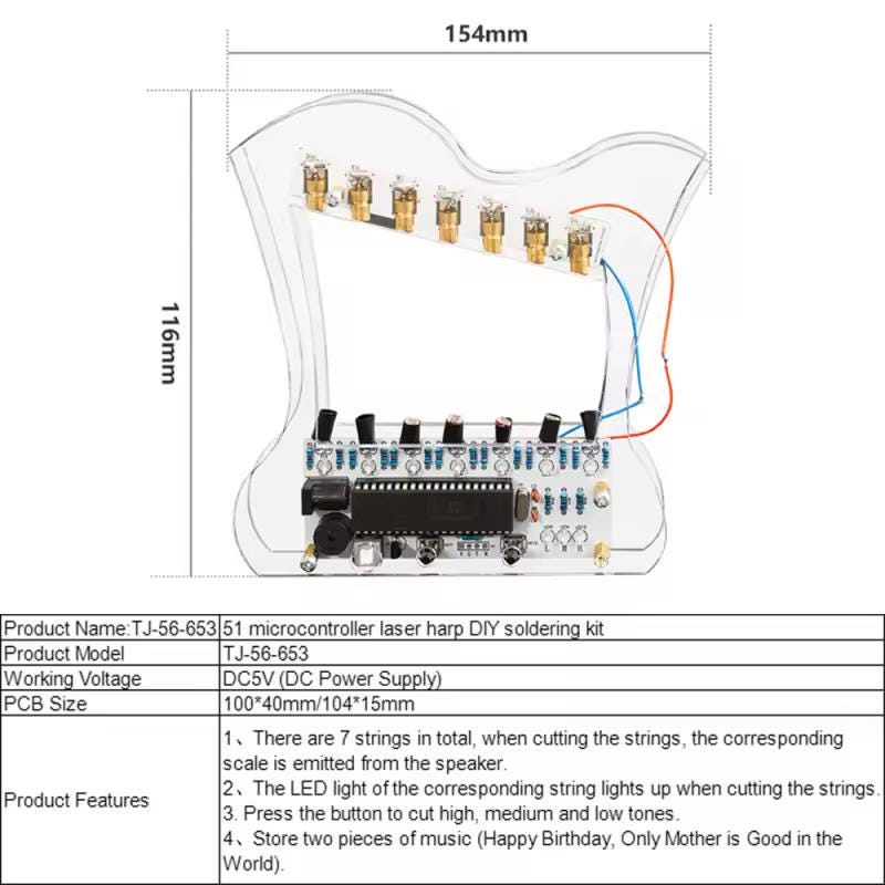 DIY Laser Harp Kit for Beginners | Electronic Soldering Kit, STEM Project, Learn Electronics, Music Science Kit Gift