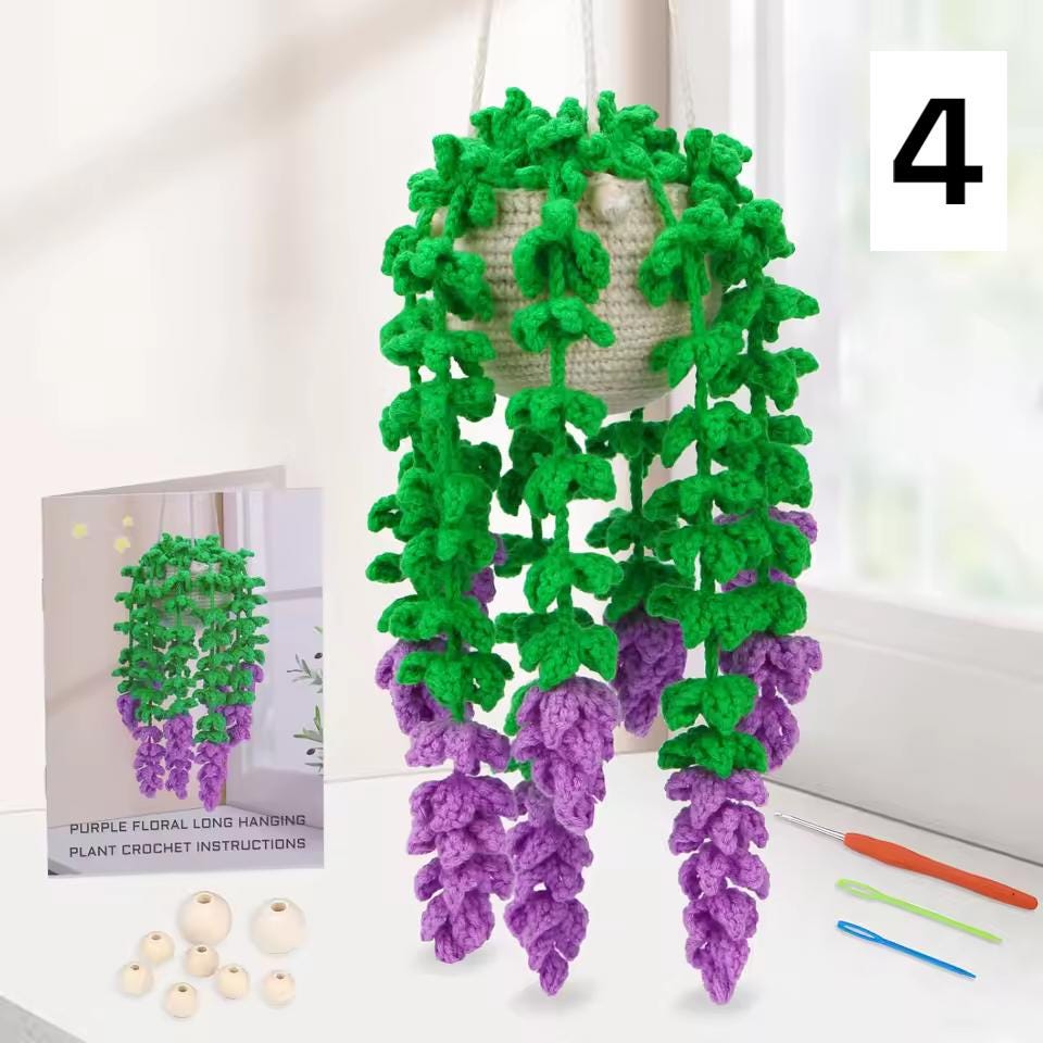 Crochet Hanging Plant Kit for Beginners | DIY Hanging Vine Plant Kit, Crochet Flower Plant, Handmade Home Decor Gift