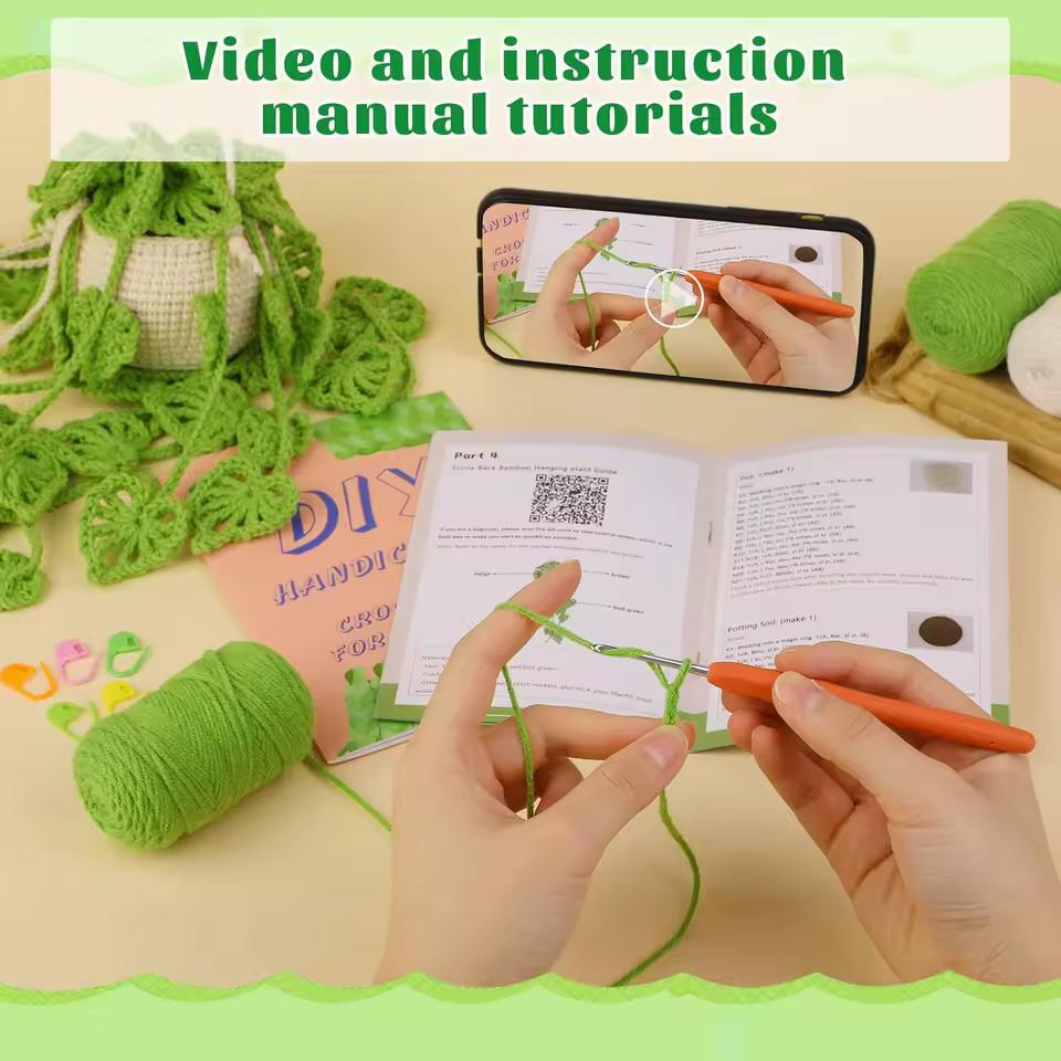 Crochet Hanging Plant Kit for Beginners | DIY Hanging Vine Plant Kit, Crochet Flower Plant, Handmade Home Decor Gift