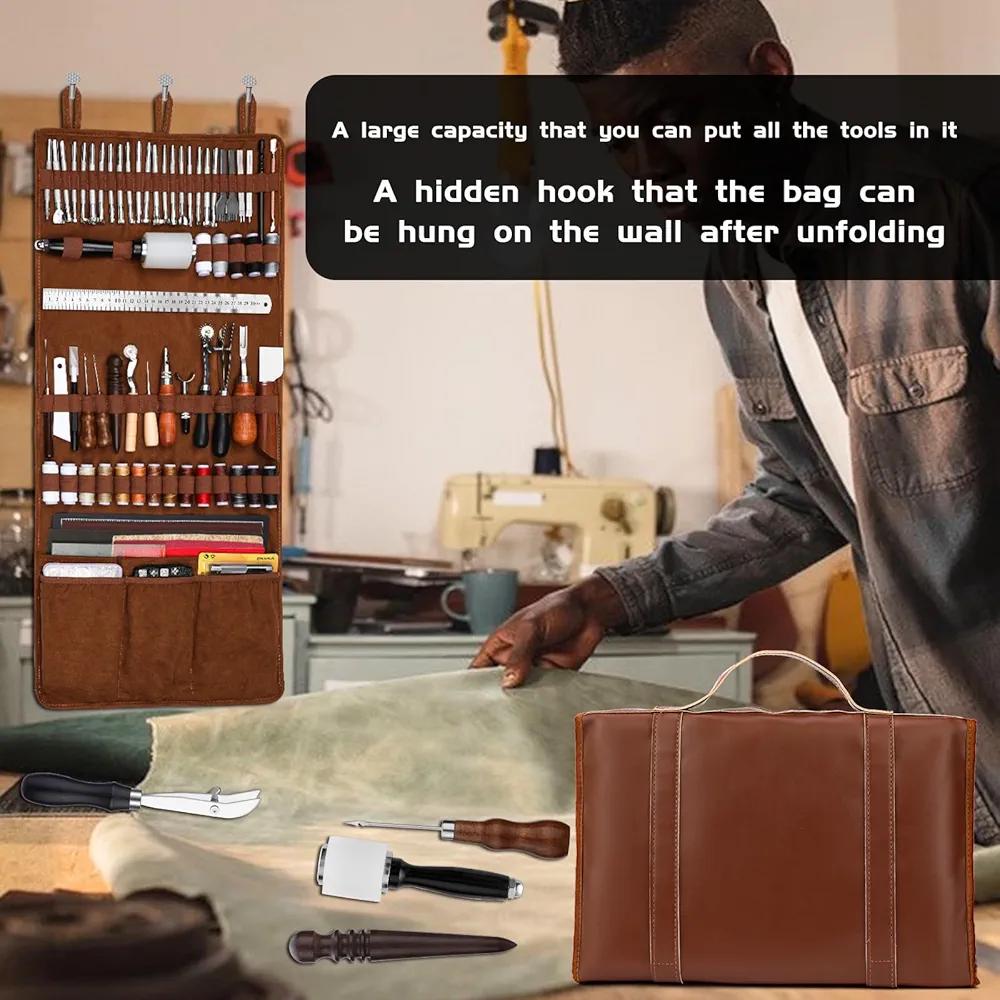 Leather Working Tool Kit: 100+ Pieces, Storage Bag, Wax Thread