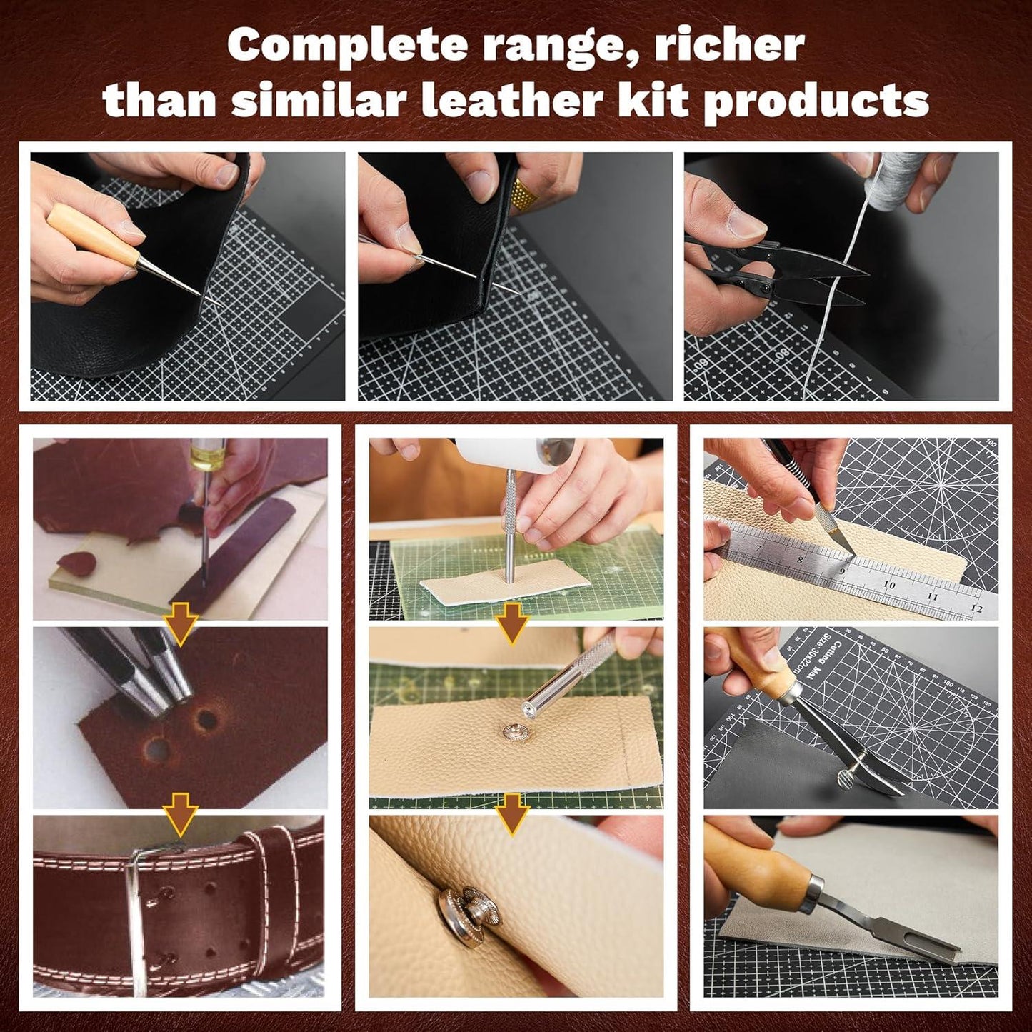 Leather Working Tool Kit: 100+ Pieces, Storage Bag, Wax Thread