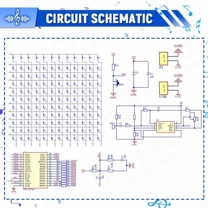 DIY Music Spectrum LED Kit | Sound Reactive Light Soldering Project, Electronic Kit for Beginners, STEM Tech Gift