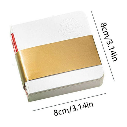 Square white travel watercolour sketchbook refill showing 8 cm by 8 cm dimensions.