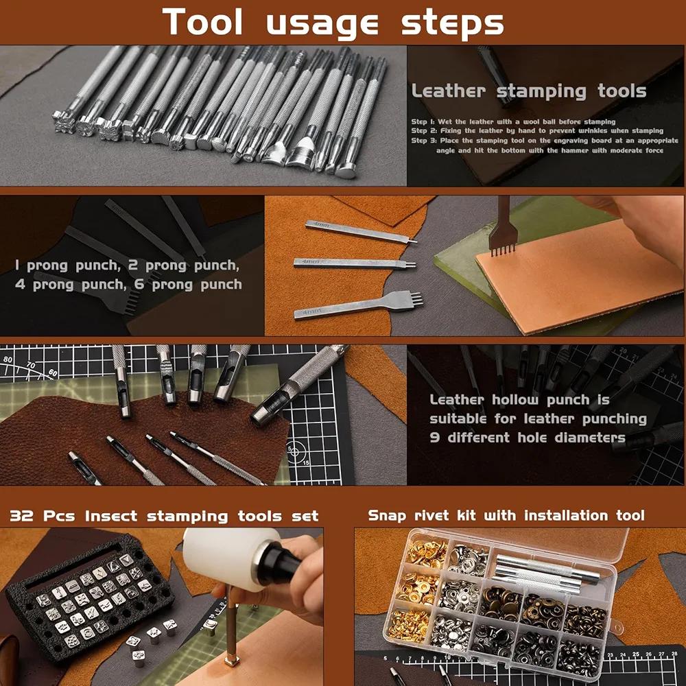 Leather Working Tool Kit: 100+ Pieces, Storage Bag, Wax Thread